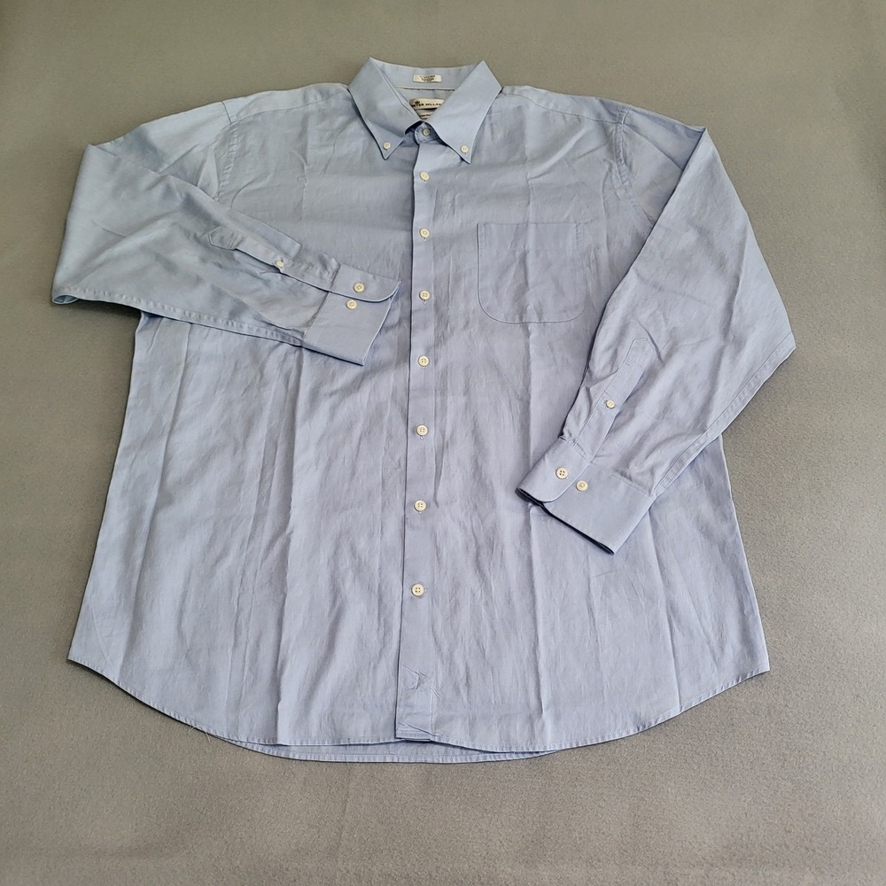 Peter Millar Long Sleeve Button Down Dress Shirt Crown Finish Men's XL Blue